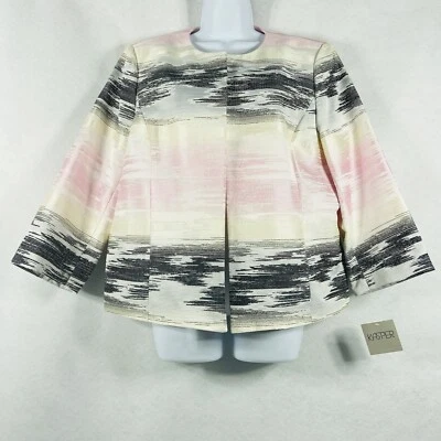 Chaqueta Kasper Mujer’s 16 Tutú Rosa Multi Blazer Mangas Largas Sarga Abierta Nueva Foto 1 de 4