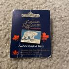 Vintage CANADA Polar Bear Enamel Lapel Pin Estate Find New On Card