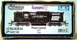 HO SCALE ATHEARN GENESIS EMD GP9 PENN CENTRAL PC #7500 DCC & SOUND G82834 - Picture 1 of 4