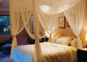 Just Relax Elegant Four Post Bed Canopy Set Mosquito Net Beige Full-Queen-King - Picture 1 of 9