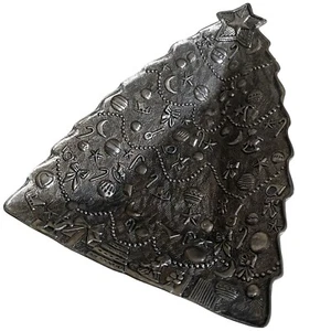 International Silver Company Christmas Tree Dish Candy Nut Trinket Embossed - Picture 1 of 5