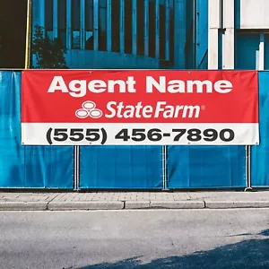 Nombre del agente de seguros de State Farm personalizado negocio minorista vinilo bandera - Imagen 1 de 12
