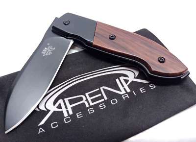 Cuchillo de Bolsillo SRM Sanrenmu 7028 Manual Abierto Madera EDC Aleta Frontal Foto 1 de 4