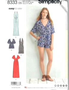 Simplicity Sewing Pattern 8333 Misses Knit Dress & Jumpsuit/Romper Sz 4-12 Easy - Picture 1 of 4