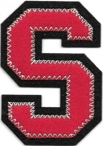 2 1/2" Tall Red Black Block Letterman's Letter S Felt Patch - Picture 1 of 1