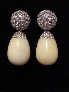 Ohrringe 750/- Weissgold mit Rosa-Saphiren und Rosa-Opal - Bild 1 von 7