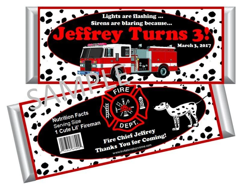 Envolvedoras de barra de caramelo temáticas para bombero, camión de bomberos - Juego de 12 Foto 1 de 1