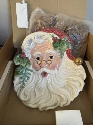 Vtg. Fitz & Floyd Old Fashioned Christmas Santa Canape/Cookie Plate Wall Plaque - Image 1 of 4