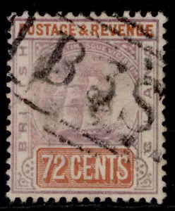 BRITISH GUIANA QV SG204, 72c dull purple & yell-brown, USED. Cat £80. WMK SINGLE - Picture 1 of 1