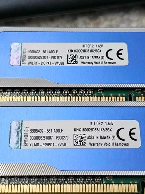 2x Kingston Hyperx BLU 8GB Kit / 2 x 4GB DDR3 1600MHz RAM KHX1600C9D3B1K2/8GX - Image 1 of 3