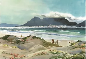 John Pike Watercolor Print - "Capetown, South Africa" - Picture 1 of 1