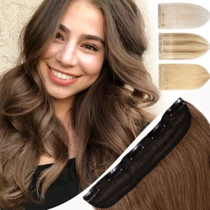 12" 16" 18" 20" Real Remy One Piece Clip In Human Hair Extensions 3/4 Full Head - Picture 1 of 32