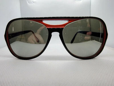 Óculos de sol RAY-BAN B&L L9722 POWDERHORN preto vermelho armação azul lente espelhada G31 - Imagem 1 de 4