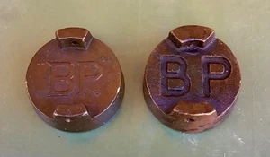Vintage BP Brass Petrol caps x 2  - Picture 1 of 2