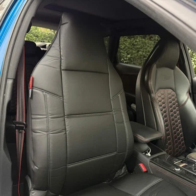 Fundas de asiento de auto extra suaves de cuero sintético negro con respaldo alto para GMC Savana 1500 Foto 1 de 4