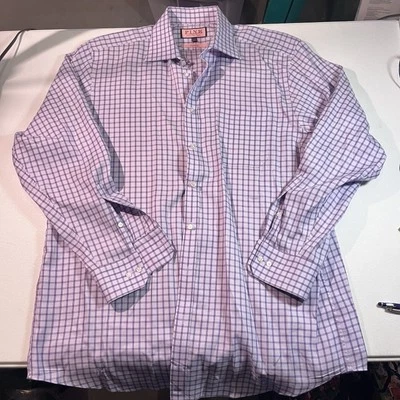 Thomas Pink Traveler 紫色格子最好棉质正装衬衫 (43) 17-35 — 第 1/4 张图片