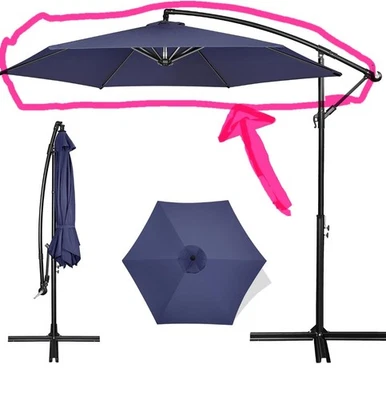 Cubierta de repuesto para paraguas de patio en voladizo azul marino de 9,84 pies 8 costillas Foto 1 de 4