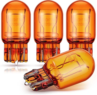 4 Pack 7444NA LED Bulbs 7444NA Long Life Miniature Bulbs Amber T20 12V 21/5W - Image 1 of 4
