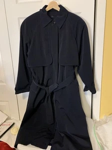 Preston & York Black Paisley Rain Trench Coat, PM - Picture 1 of 11