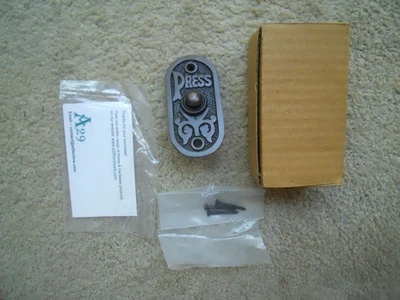 NEW A29 Hardware Brass Press Doorbell, Antique Finish.  3" X 1 1/2". - Image 1 of 4