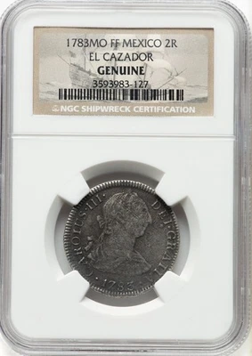 Mexico 1783MO FF 2 Reales El Cazador Shipwreck NGC Genuine - Image 1 of 2