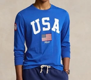 Polo Ralph Lauren Herren Team USA Jersey Grafik T-Shirt Baumwolle Royal Blau M - Bild 1 von 6