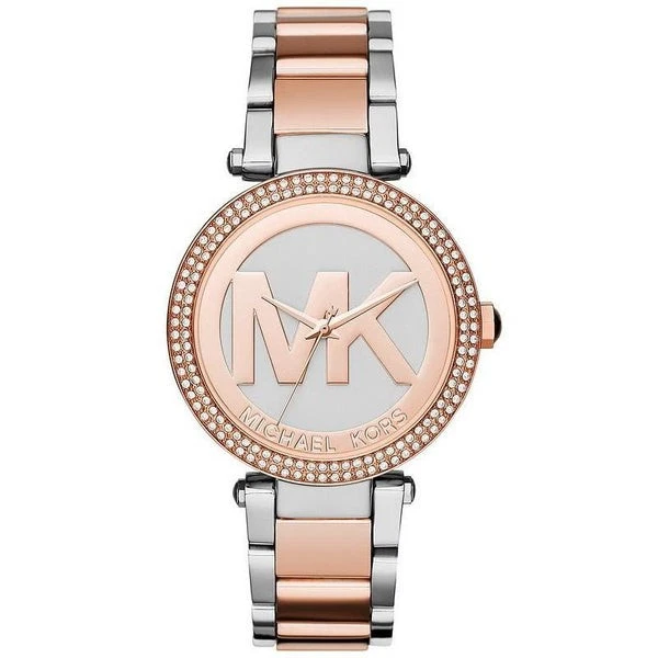 Michael Kors Parker 39mm Rose Gold/Silver Stainless Steel Case and Strap Women's Wristwatch
