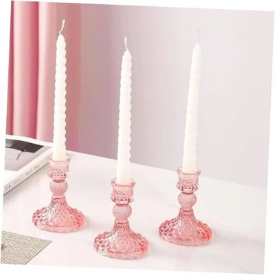 Candelabro de vidrio cónico y candelabro decoración de escritorio para rosa Foto 1 de 4