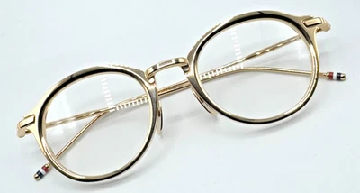 NUEVO Thom Browne TB110-C GLD Anteojos Marco Dorado Titanio Lente Transparente 48-22-141 Foto 1 de 4