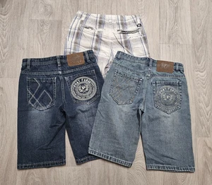 Y2K Lot of 3 Phat Farm Tony Hawk Youth Boys Sz 14 Jorts Denim Jean Shorts Plaid - Picture 1 of 15