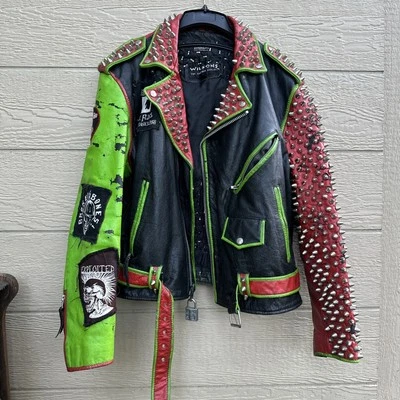 punk rock chaqueta de cuero personalizada talla xl Foto 1 de 4