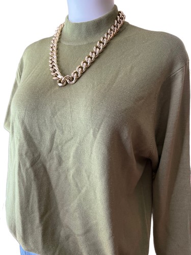 Maglione vintage anni '90 Burberry's verde 100% lana merino taglia grande Inghilterra nuovo senza etichette