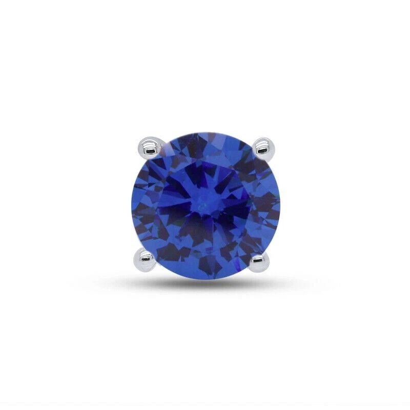 0.25CT Zaffiro Solitario Martini Singolo Bottone Uomo Orecchini 14K Oro Argento - Immagine 1 di 3