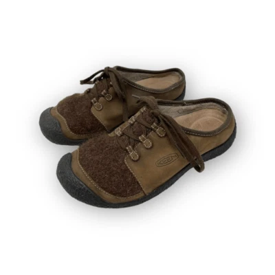 Keen Slip On Brown Leather & Wool Mules Shoes Women’s Size 7.5 Flawed - Image 1 of 4