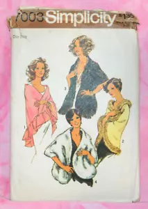 Uncut Vintage 70s Simplicity Misses' Triangular Shawls Pattern 7003 Formal Wrap - Picture 1 of 2