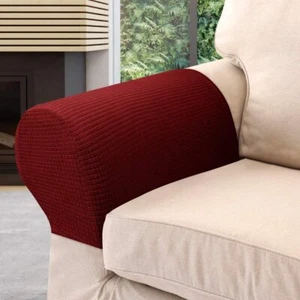 Sofa Arm Rest Cover Cotton Blend Lightweight Stretch Fabric Machine Washable 2ps - Picture 1 of 20