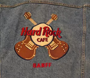 Hard Rock Cafe Jacket Mens XL Blue Denim Retro Trucker Biker Moto Music Y2K 90s - Picture 1 of 5