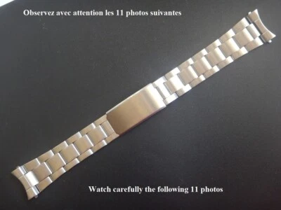 17, 19 OU 21 mm SOLIDE BRACELET "OYSTER" ACIER PLIÉ SUR BOUCLE DEPLIANTE - Photo 1/4