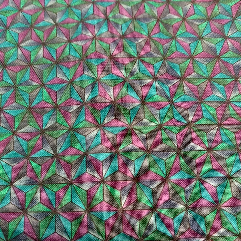 Hoffman International Fabrics Pablos Puzzle Blue Purple Green  1/2 Y X 42 in - Image 1 of 3