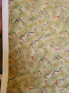 Sewing Fabric 25X45" 2/3yd Olive Green Multi-color Random Polka Dots Cotton - Picture 1 of 5