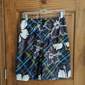 OP Boy's Fully Lined Stripes & Floral Swim Trunks Sz XL (14/16) - Picture 1 of 6