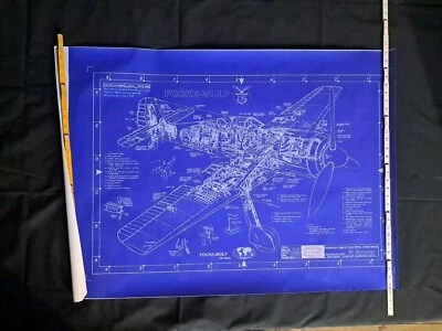 Model Airplane Large Printed Plan RC Scale Plane Drawing Fw 190a  P28 - Image 1 of 3