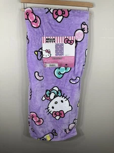Neu mit Etikett Hello Kitty Seide Plüsch Überwurf Decke 50 "x 70" lila Süßigkeiten  - Bild 1 von 2