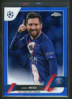 2023 LIONEL MESSI TOPPS CHROME UEFA CHAMPIONS LEAGUE BLUE SAPPHIRE - Image 1 of 2