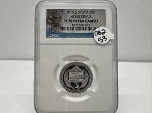 2015-S 25c Silver Homestead NGC PF70 Ultra Cameo (DB2-53) - Picture 1 of 4