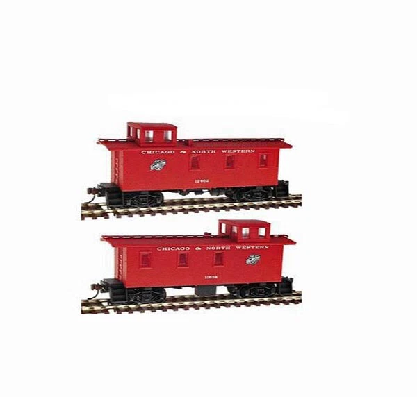 HO WALTHERS 932-27506 30' WOOD CABOOSE (3 WINDOW OFFSET CUPOLA) 2-PACK CNW - Image 1 of 1