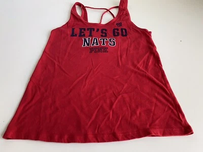 Camiseta sin mangas Victoria's Secret ROSA sin mangas "Let's Go Nats" roja entrenamiento talla XS Foto 1 de 4