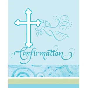 Faithful Dove Blue Invitations Confirmation 8CT - Picture 1 of 1