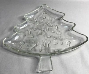 Crystal Serving Platter Clear Glass Christmas Tree Shaped - Picture 1 of 3