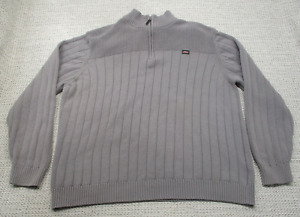 Dickies 1/4 Zip Pullover Cotton Rag Sweater Mock Collar Size 3XLT Tall Gray